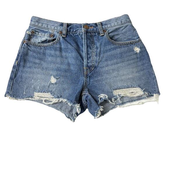 We The Free Women’s Sofia Distressed Denim Cut Off‎ Shorts Button Fly Size 28 - Picture 1 of 6